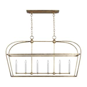 Stonington Linear 6-Light Antique Gild Lantern Pendant Light