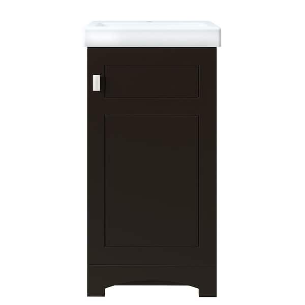Glacier Bay Bayler 17-1/2 in. W x 13-1/2 in. D Bath Vanity in Coffee Bean with Porcelain Vanity Top in White with White Basin