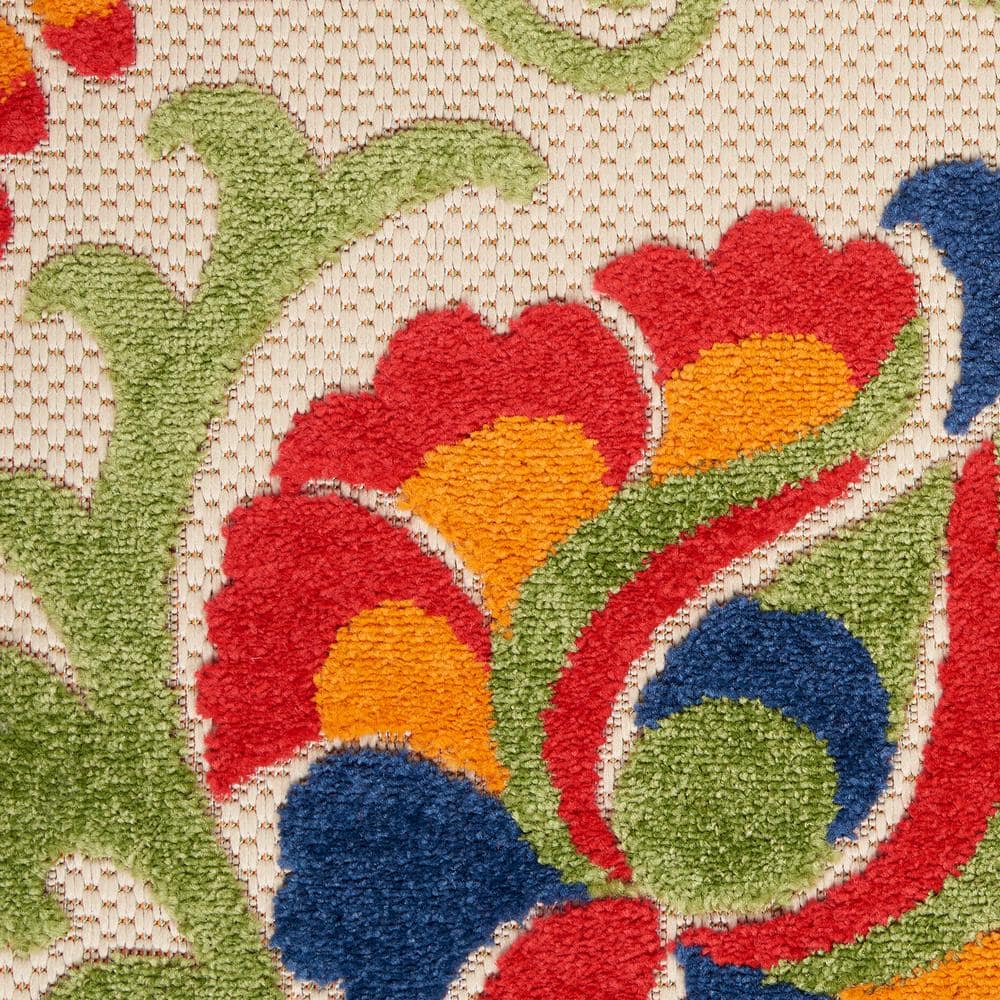 Aloha Multicolor Floral Synthetic 6' x 9' Rectangular Area Rug