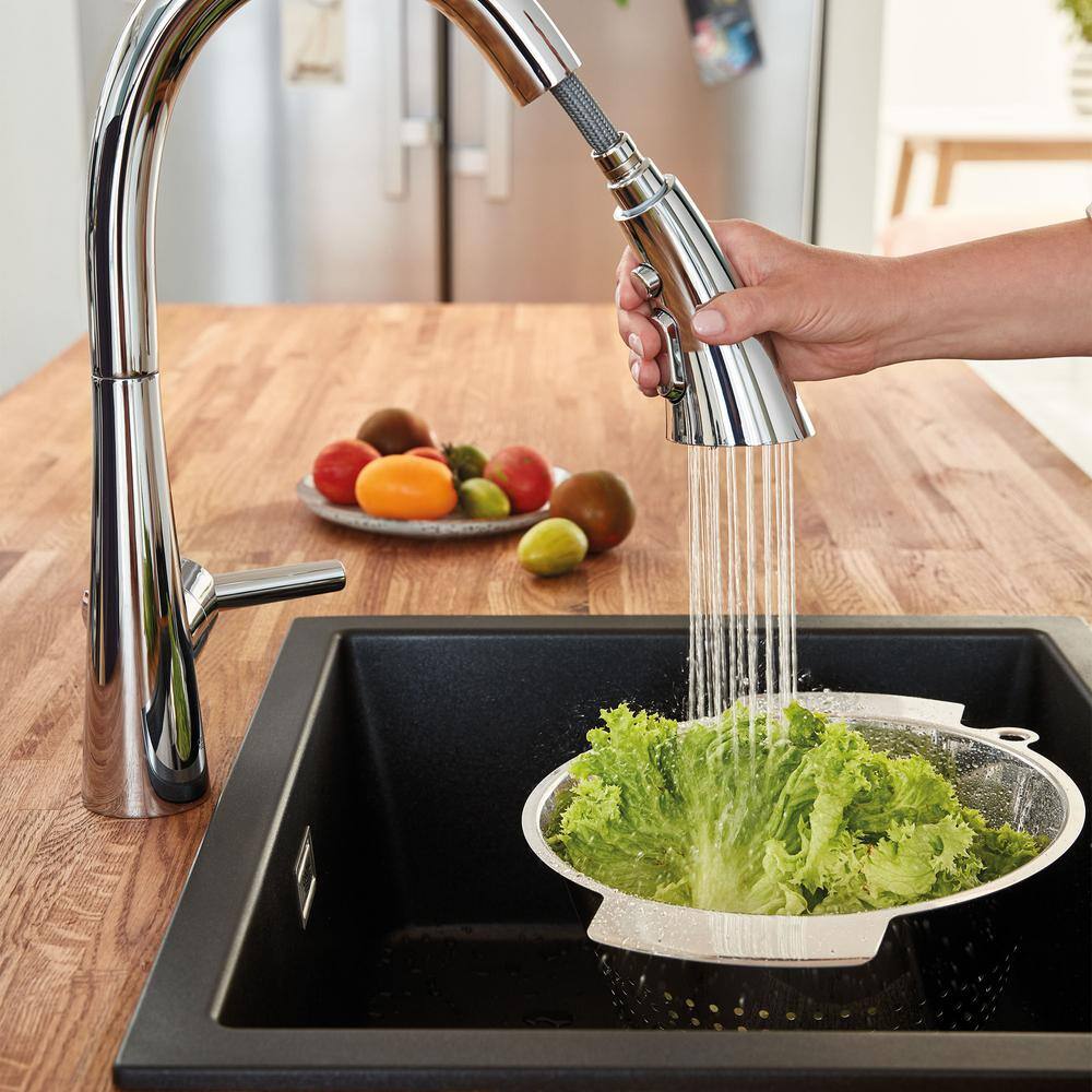 Chrome Modern Pull-Down Kitchen Faucet with Spray