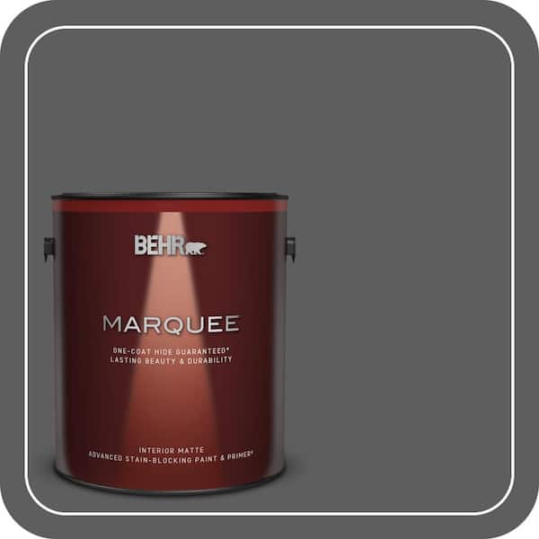 BEHR MARQUEE 1 gal. #N520-6 Asphalt Gray One-Coat Hide Matte Interior Paint & Primer
