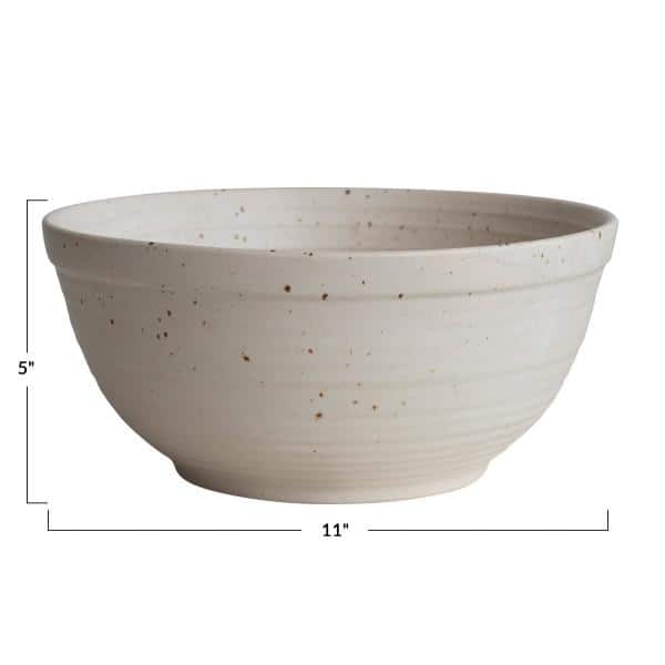 Speckled White Ceramic Farmhouse Serving Bowl