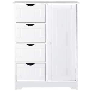 White 31.6 in. H Accent Cabinet Office Storage Cabinet with Adjustable Shelf and 4-Drawer