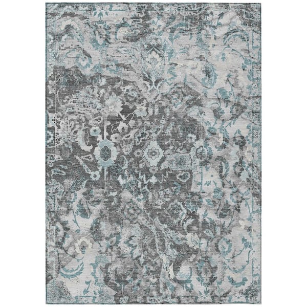 Chantille Machine Washable Indoor/Outdoor Abstract ACN2791 Silver 10 ft. x 14 ft. Area Rug