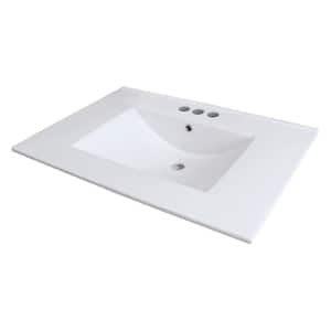 Juliette 25 in. W x 22 in. D Vitreous China Vanity Top in White with 4 in. Faucet Spread