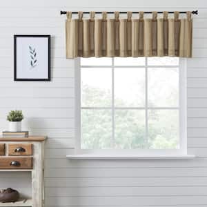 Stitched Burlap 90 in. L x 16 in. W Tab Top Cotton Valance in Tan Black
