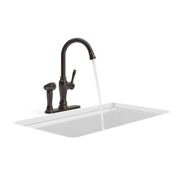 Arsdale Single-Handle Standard Kitchen Faucet in Oil-Rubbed Bronze with On-Deck Sidespray Arsdale Single-Handle Standard Kitchen Faucet in Oil-Rubbed Bronze with On-Deck Sidespray