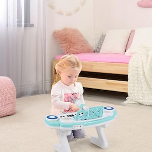Z-Shaped Kids Toy Keyboard 37-Key Electronic Piano Blue