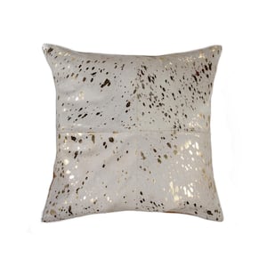 Torino Quattro Cowhide Natural & Gold Animal Print 18 in. x 18 in. Throw Pillow