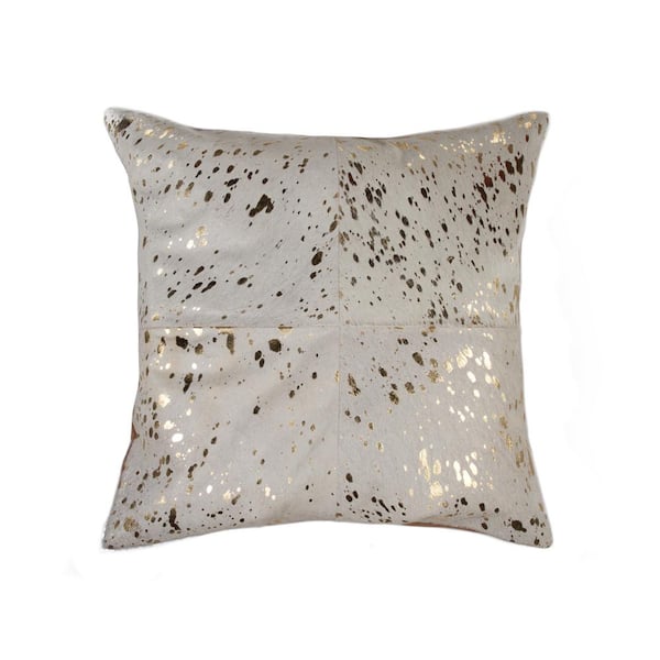 natural Torino Quattro Cowhide Natural & Gold Animal Print 18 in. x 18 in. Throw Pillow