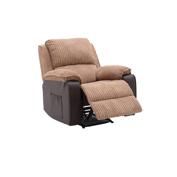 ANBAZAR Brown 23.6 in. W Pu, Velvet, Can Sit and Recline, Power Adjustable Recliner Soft and Comfortable Appearance Fashion