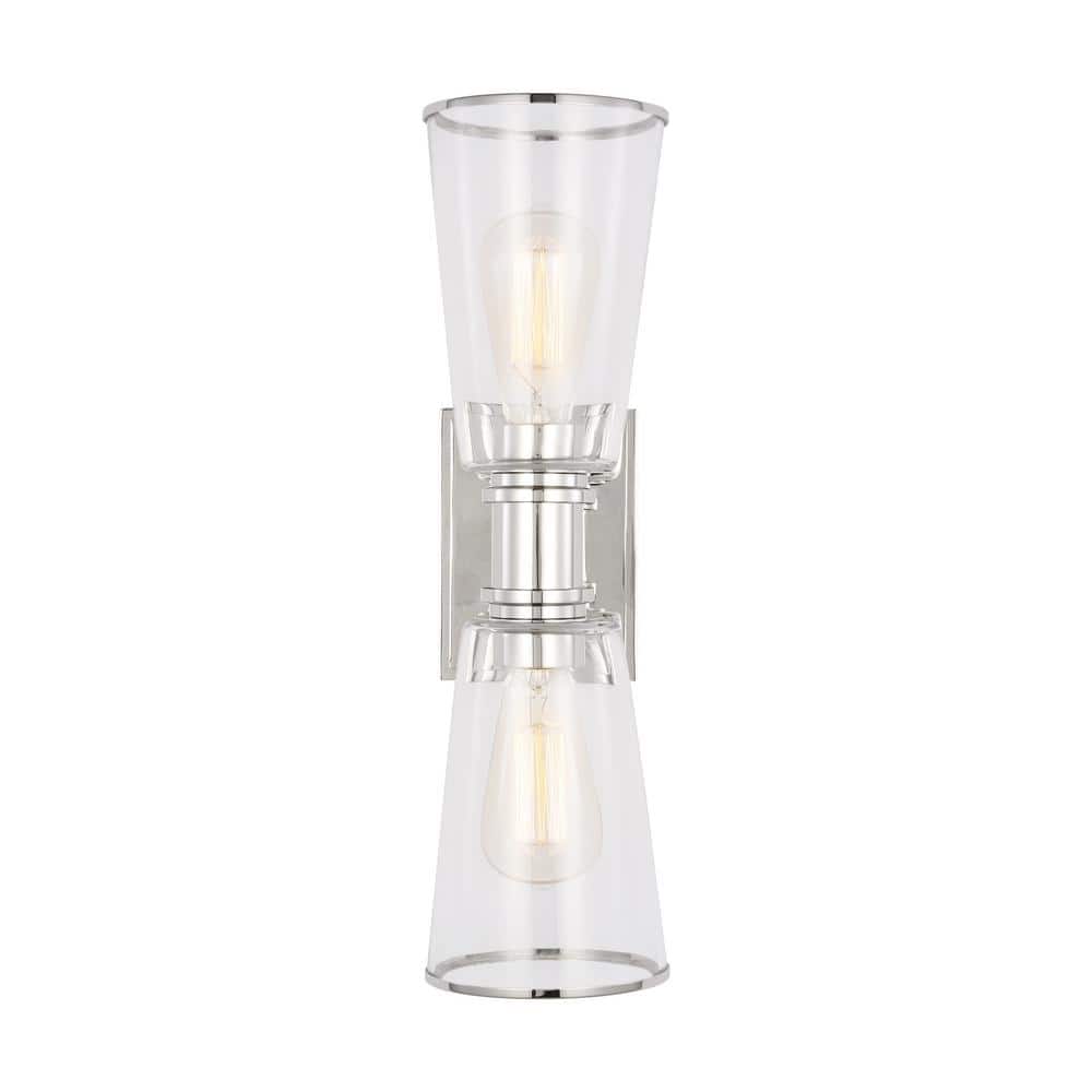 Alessa 5 in. W x 17.87 5 in. H 2-Light Polished Nickel Dimmable Linear Vanity Light with Clear Glass Shades price history on PriceWatchPro