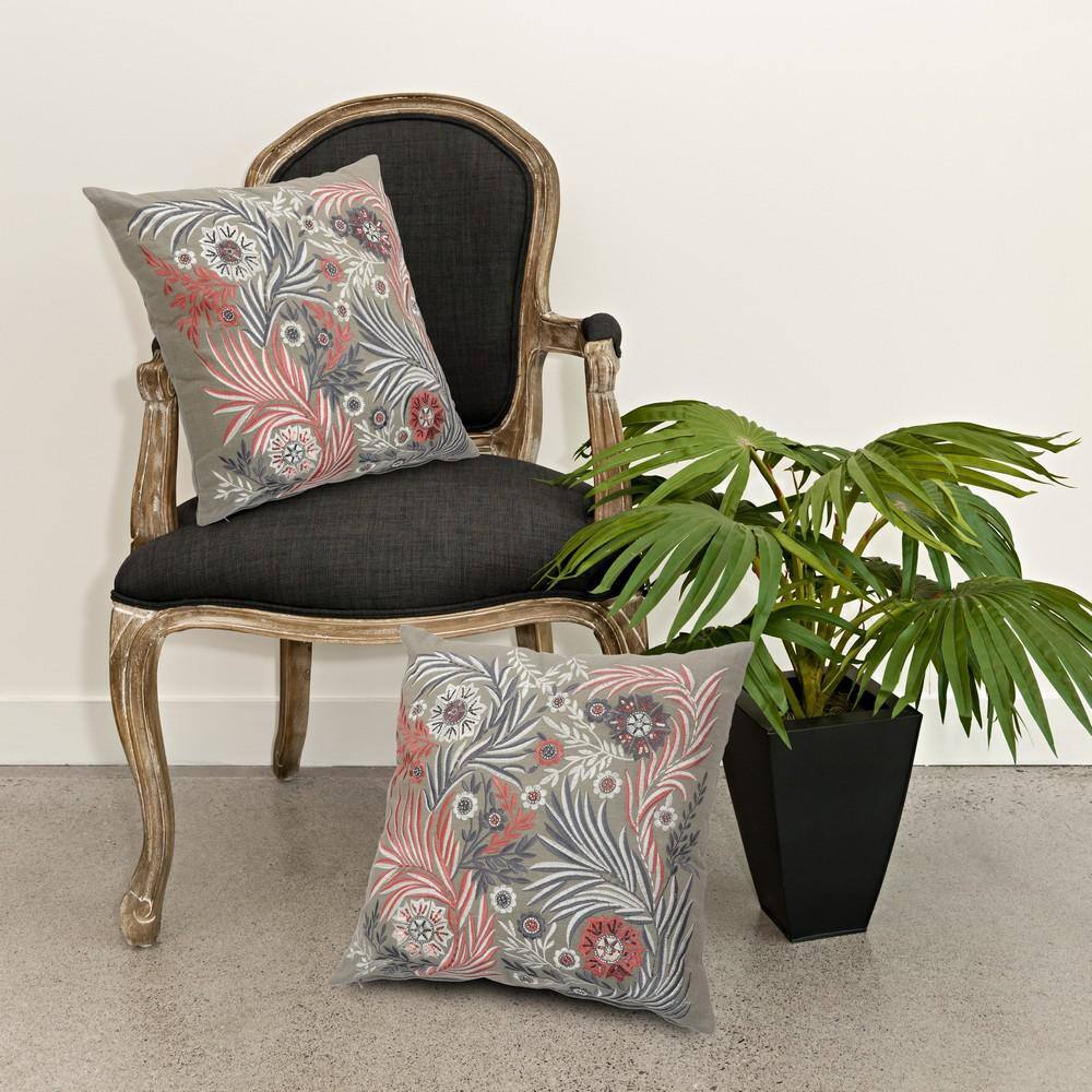 Floral Multicolor Cotton Square Throw Pillow Set