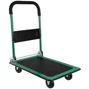 330 lbs. Capacity Platform Foldable Hand Truck, Steel Frame Push Heavy-Duty Rolling Dolly, Moving Carts in Green