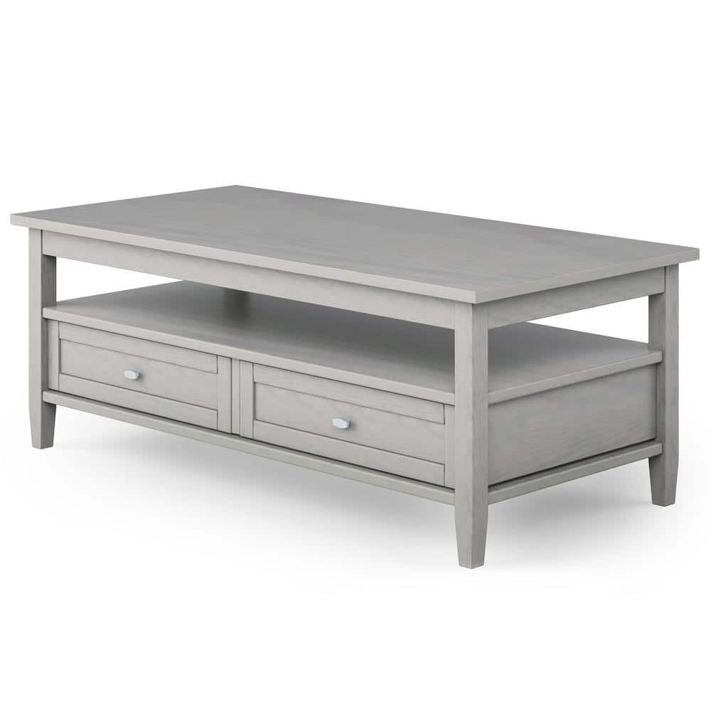 Fog Gray Solid Wood Coffee Table with Storage