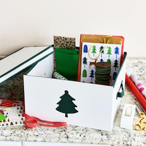 Large Holiday Decoration Box Green Tree
