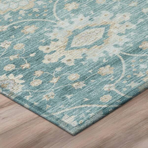Chantille Machine Washable Indoor/Outdoor Abstract ACN3100 Teal 2 ft. x 7 ft. Runner Rug