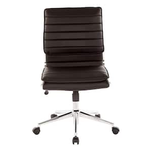 Armless Mid Back Manager's Black Faux Leather Office Chair