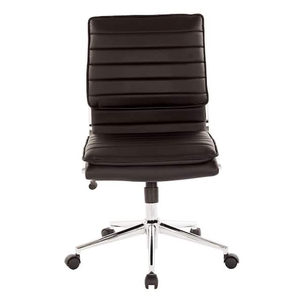Office Star Products Armless Mid Back Manager's Black Faux Leather Office Chair