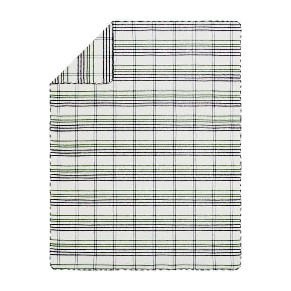 Cream and Gray Plaid Ultra Soft Wool Throw Blanket