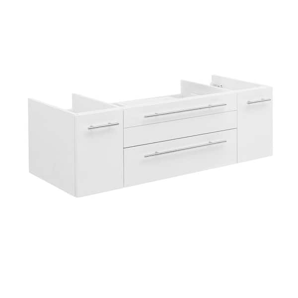 Fresca Lucera 47 in. Wall Mount Floating Double Bath Vanity Cabinet without Top in White - Vessel Sink Compatible