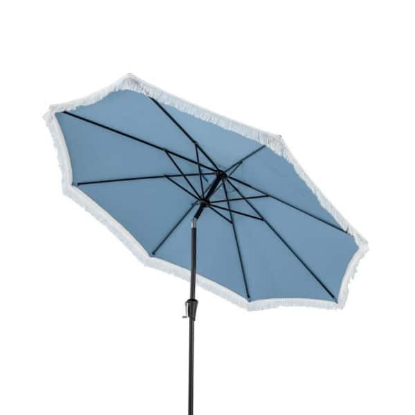 Kadehome 9 ft. Metal Market Patio Umbrella in Navy with Sun-Protective Canopy for Patio Garden Pool
