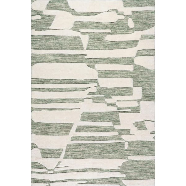 Babai New Zealand Wool Green 6 ft. x 9 ft. Indoor/Outdoor Patio Area Rug