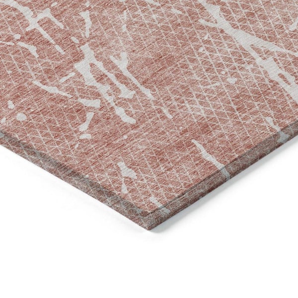 Blush, Ivory 10 ft. x 14 ft. Woven Abstract Polyester Rectangle Indoor/Outdoor Area Rug
