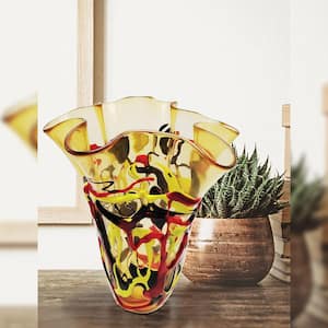 Senisa Multi-Colored Hand-Blown Art Glass Vase