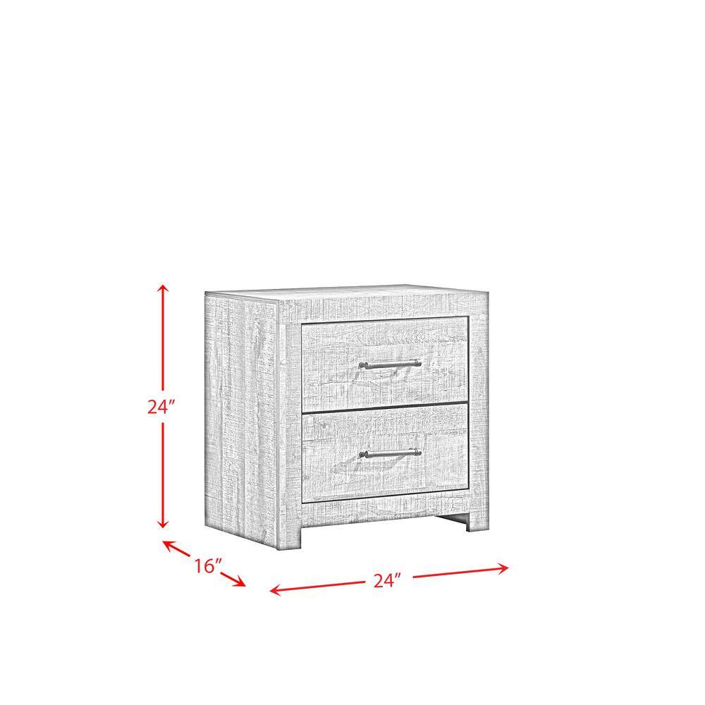 Rustic Brown 2-Drawer Solid Wood Nightstand