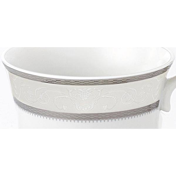 Elegant Silver Porcelain Tea-Coffee Cups and Saucers Set, 8 oz, Set of 4