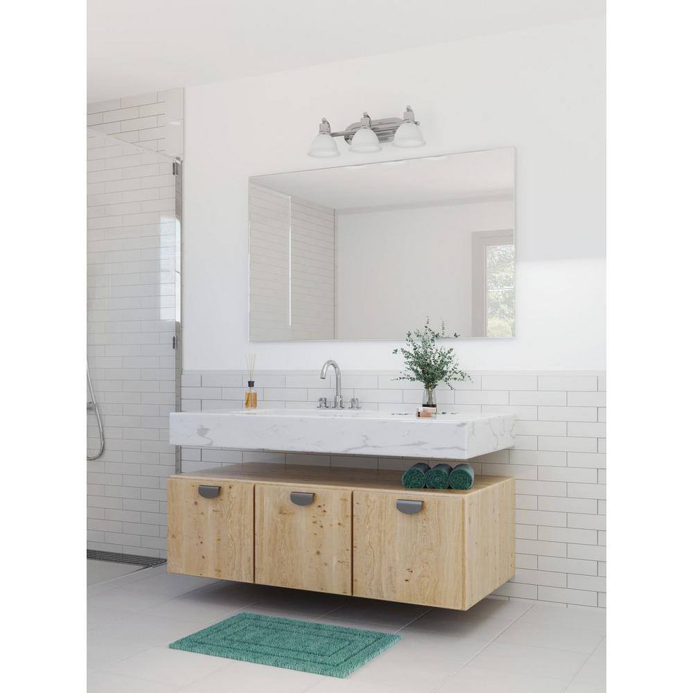 Polished Chrome 3-Light Bath Vanity with Etched Glass Shades