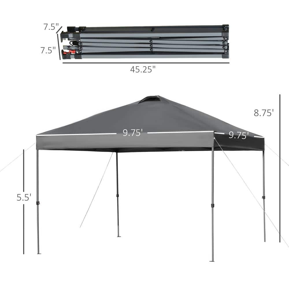 Gray 10' x 10' Pop Up Canopy Tent with Steel Frame