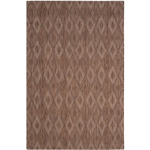 SAFAVIEH Courtyard Brown 4 ft. x 6 ft. Solid Indoor/Outdoor Patio  Area Rug