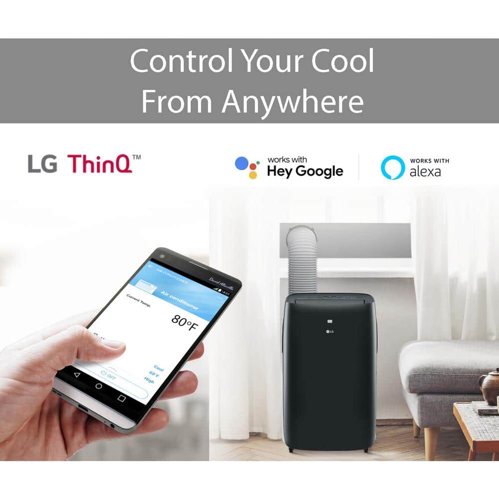 LG 10,000 BTU Black Smart Wi-Fi Portable Air Conditioner with Heater