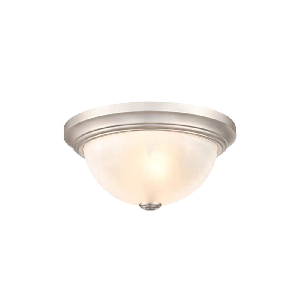 Sleek Satin Nickel 11" Glass Bowl Flush Mount Light