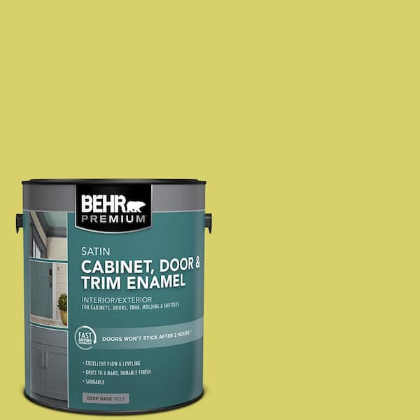 BEHR PREMIUM 1 gal. #P340-4 Lime Tree Satin Enamel Interior/Exterior Cabinet, Door & Trim Paint