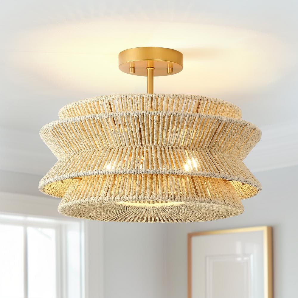 Silvia 16 in. 2-Light Woven Rope Semi-Flush Mount Ceiling Light price history on PriceWatchPro