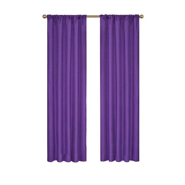 Eclipse Kendall Thermaback Purple Solid Polyester 42 in. W x 95 in. L Blackout Single Rod Pocket Curtain Panel