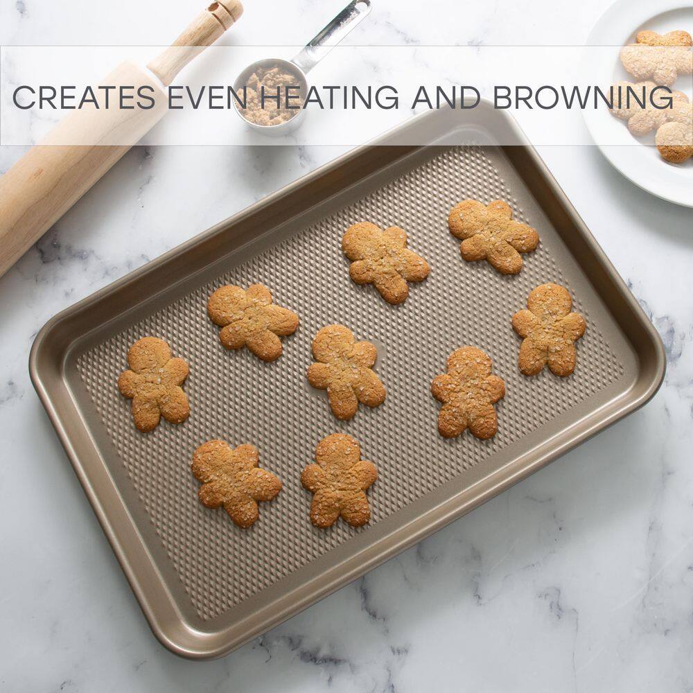 Gold Medium Nonstick Carbon Steel Baking Sheet with Diamond Base