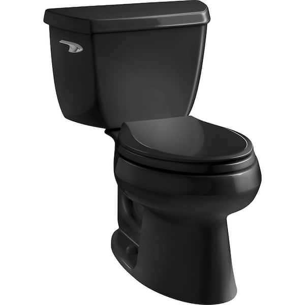 KOHLER Wellworth Classic 2-piece 1.28 GPF Single Flush Elongated Toilet in Black