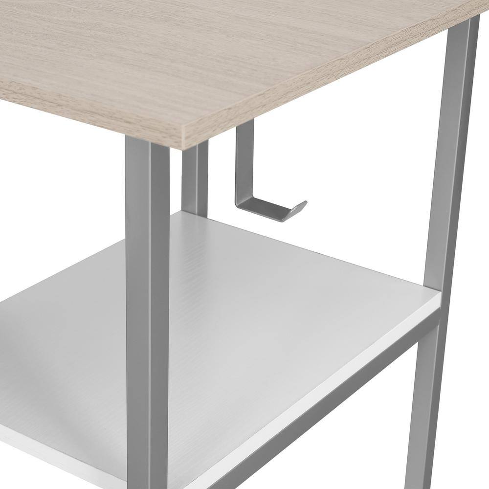 Sand Wood L-Shape Gaming Computer Desk with Drawer