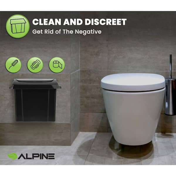 10 in. H x 9 in. W Surface Mount Black Durable Plastic Sanitary Napkin Receptacle (4-Pack)