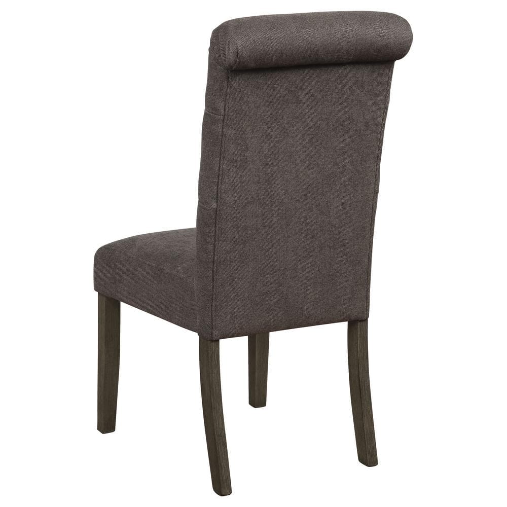 Dark Gray Linen Upholstered Tufted Parsons Side Chair