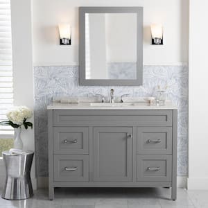 Maywell 49 in. W x 19 in. D x 38 in. H Single Sink  Bath Vanity in Sterling Gray with Silver Ash Solid Surface Top