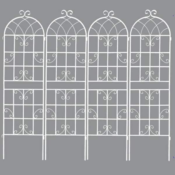 71 in. Metal 4 Pack Garden Trellis in White