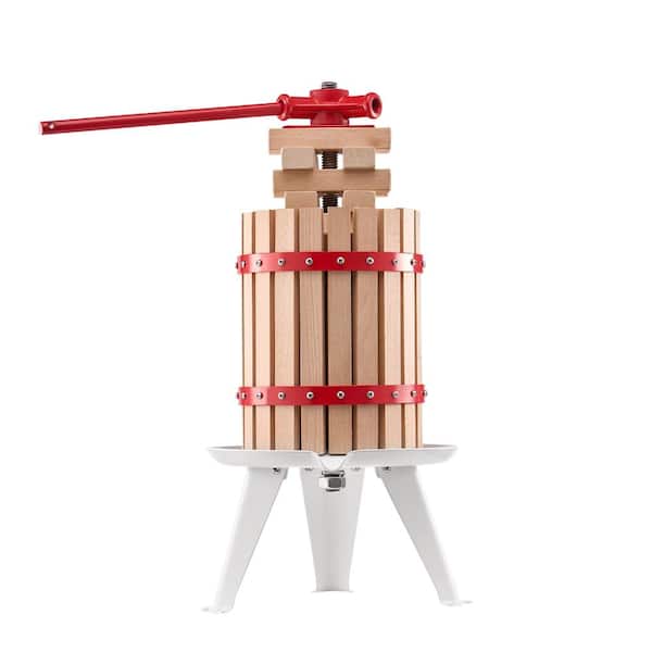 6L Fruit Wine Press, Solid Wood Basket Manual Cider Press with Handle for Apples, Grapes, Honey, Oil