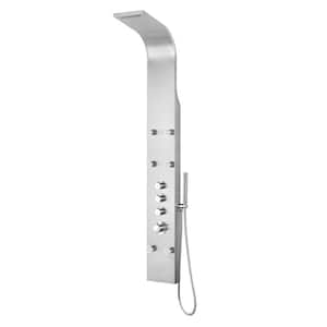 Fontan 64 in. 6-Jetted Full Body Shower Panel with Heavy Rain Shower and Spray Wand in Brushed Stainless Steel