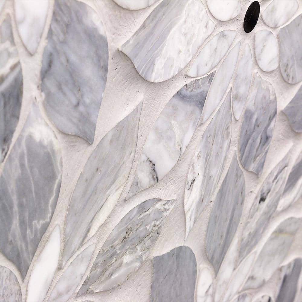 Thistle Blue Marble Flower Mosaic Tile Sheet