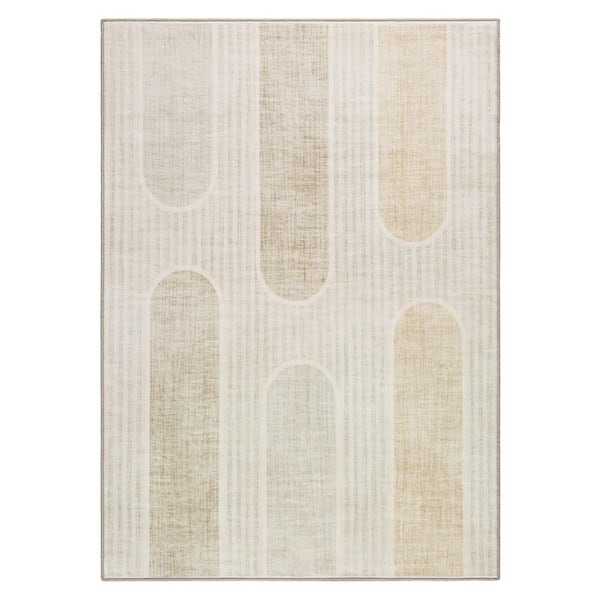 EVERWASH Haven 5 ft. x 7 ft. Beige Modern Arches Washable Area Rug